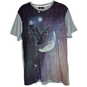Singha Gray Multi-Color Owl Moon Graphic Tee Stars Rainbow Ltd Edition Sretsis L